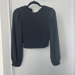 Quince Black Smocked Blouse